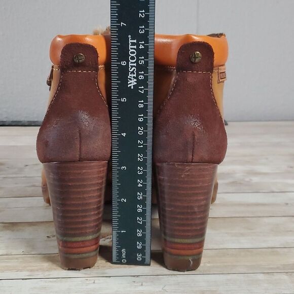 Pikolinos Connelly Heeled Leather‎ Faux Fur Laced Boots sz 37 - Picture 9 of 10